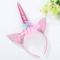 Amazon Top Selling Wholesale Cute Design Unicorn Horn Stirnband mit künstlicher Blume